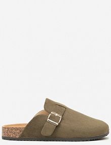 Zielone Klapki Ozdobione Klamrą na Pasku Zelevelis Renee damskie