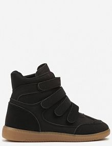 Czarne Sneakersy na Ukrytym Koturnie Ozdobione Przeszyciami Tlavie Renee damskie