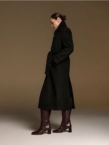 Skórzane kozaki na obcasie Reserved mahoniowe damskie 007IJ-93X