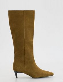 Zamszowe kozaki na obcasie Reserved warm/olive damskie 095FF-19X