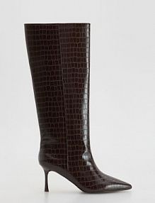 Kozaki na obcasie Reserved ciemnobrązowe damskie 202HS-89X