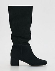 Zamszowe kozaki na obcasie Reserved czarne damskie 305FF-99X