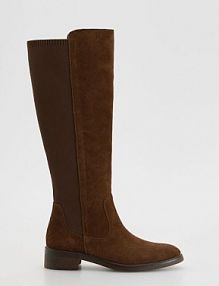 Zamszowe kozaki z elastyczną cholewką Reserved brązowe damskie 380FF-88X