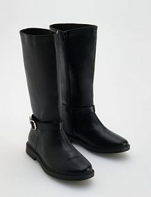 Wysokie kozaki z imitacji skóry Reserved czarne dziecięce 920GT-99X