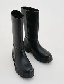 Kozaki z imitacji skóry Reserved czarne dziecięce 922GT-99X