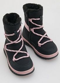 Ocieplane śniegowce z wiązaniem Reserved czarne dziecięce 937GT-99X