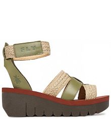 Sandały na koturnie Fly London zielone 