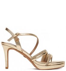 Sandały na szpilce Nine West złote 