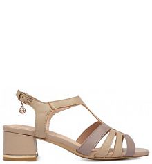 Sandały na słupku Lasocki beżowe 