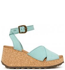 Sandały na koturnie Fly London zielone 