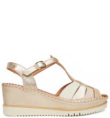 Sandały na koturnie Pikolinos złote 