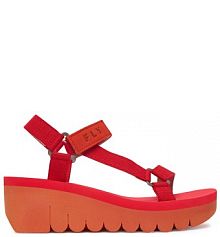 Sandały na koturnie Fly London czerwone 