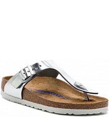 Japonki Birkenstock srebrne damskie 