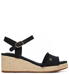 Sandały na koturnie Tommy Hilfiger czarne 