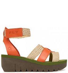 Sandały na koturnie Fly London czerwone 