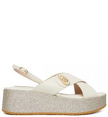 Sandały na koturnie Liu Jo białe 