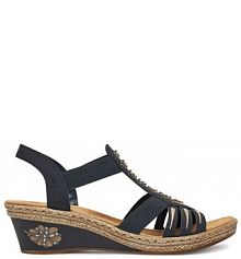 Sandały na koturnie Rieker granatowe 