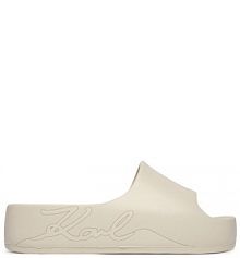 Klapki KARL LAGERFELD kremowe damskie 