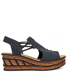 Sandały na koturnie Rieker granatowe 