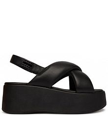 Sandały na koturnie Tommy Jeans czarne 