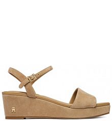 Sandały na koturnie Tommy Hilfiger brązowe 