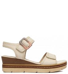 Sandały na koturnie Remonte kremowe 