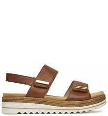 Sandały na koturnie Remonte brązowe 