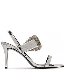 Sandały na szpilce Versace Jeans Couture srebrne 