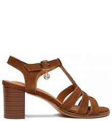 Sandały na słupku Lasocki brązowe 