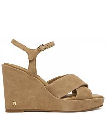 Sandały na koturnie Tommy Hilfiger brązowe 