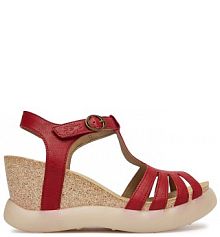 Sandały na koturnie Fly London czerwone 