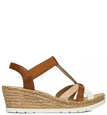 Sandały na koturnie Rieker brązowe 