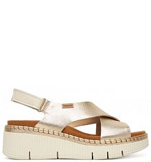 Sandały na koturnie Pikolinos złote 