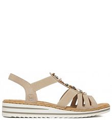 Sandały na koturnie Rieker beżowe 