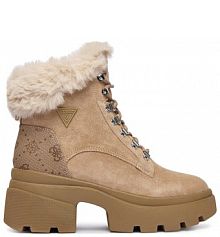 Botki na słupku Guess beżowe 