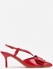 Czerwone Szpilki VICES z Aplikacją w Kształcie Kokardy Evithe