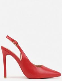 Czerwone Szpilki VICES Slingback z Wkładką ze Skóry Naturalnej Zoretta