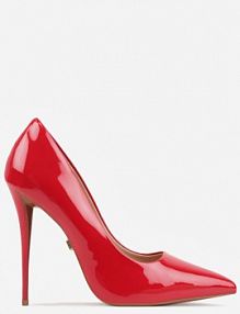 Czerwone Lakierowane Szpilki VICES na Ozdobnym Obcasie Zafriah