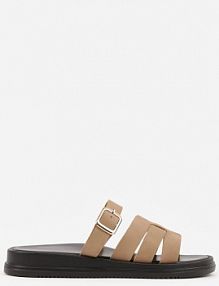 Ciemnobeżowe Klapki z Przekładanymi Paskami i Regulacją z Klamrą Celilye Renee damskie