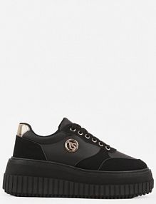 Czarne Chunky Sneakersy VICES z Aplikacją na Platformie ze Żłobieniami Ilunatesa damskie