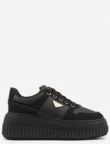 Czarne Chunky Sneakersy z Trójkątną Aplikacją VICES na Platformie Cezaline damskie