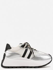 Srebrne Streetwearowe Sneakersy Chunky VICES na Platformie Ilnatea damskie