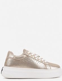 Złote Sneakersy VICES Ozdobione Gwiazdą i Błyszczącą Wstawką Oranatta damskie