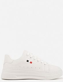 Białe Minimalistyczne Sneakersy VICES o Fasonie Tenisówek na Platformie Halanatea damskie