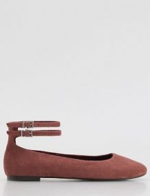 Baleriny z ozdobnym zapięciem Reserved brudny/róż damskie 419ID-39X