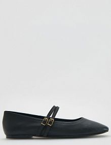 Skórzane baleriny Reserved czarne damskie 433ID-99X