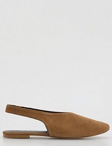 Zamszowe baleriny z odkrytą piętą Reserved beżowe damskie 478ID-80X