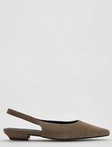 Skórzane baleriny Reserved beżowe damskie 492ID-80X