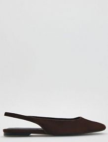 Baleriny ze skóry owczej Reserved ciemnobrązowe damskie 532ID-89X