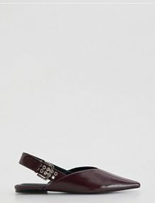 Baleriny z paskiem Reserved mahoniowe damskie 676ID-93X